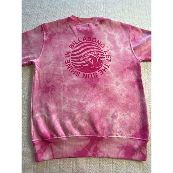 BILLABONG JUNIOR MEDIUM, “Let The Sunshine In” Long Sleeve Pink Tie Dye Sweatshi - Picture 5 of 8